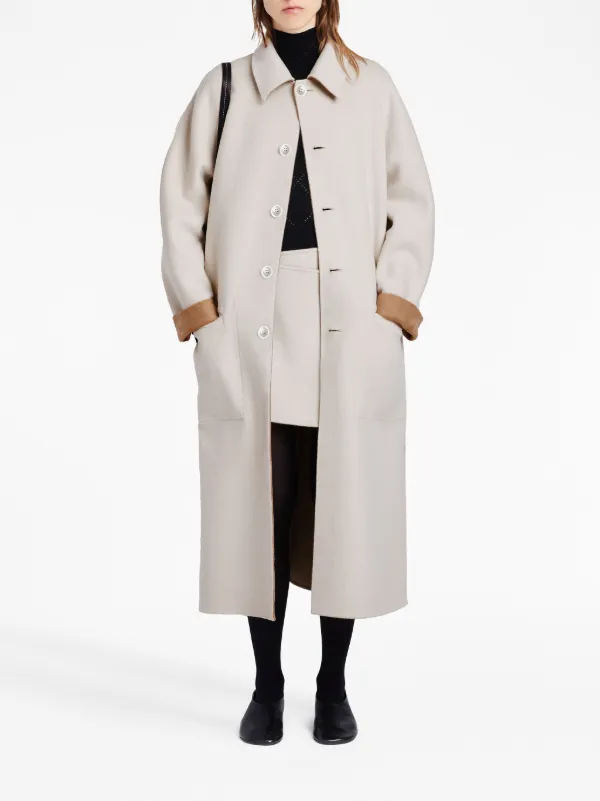 Proenza Schouler White Label Melton Reversible Buttoned Peacoat