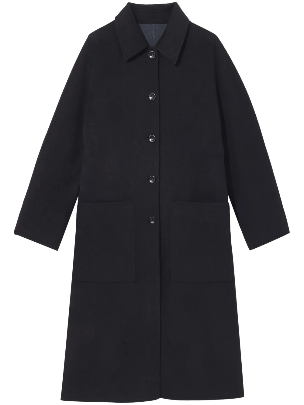 Proenza Schouler White Label Melton Reversible Buttoned Peacoat In Black