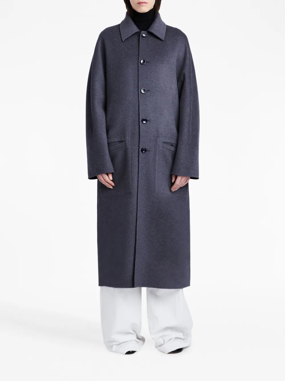 PROENZA SCHOULER WHITE LABEL MELTON REVERSIBLE BUTTONED PEACOAT