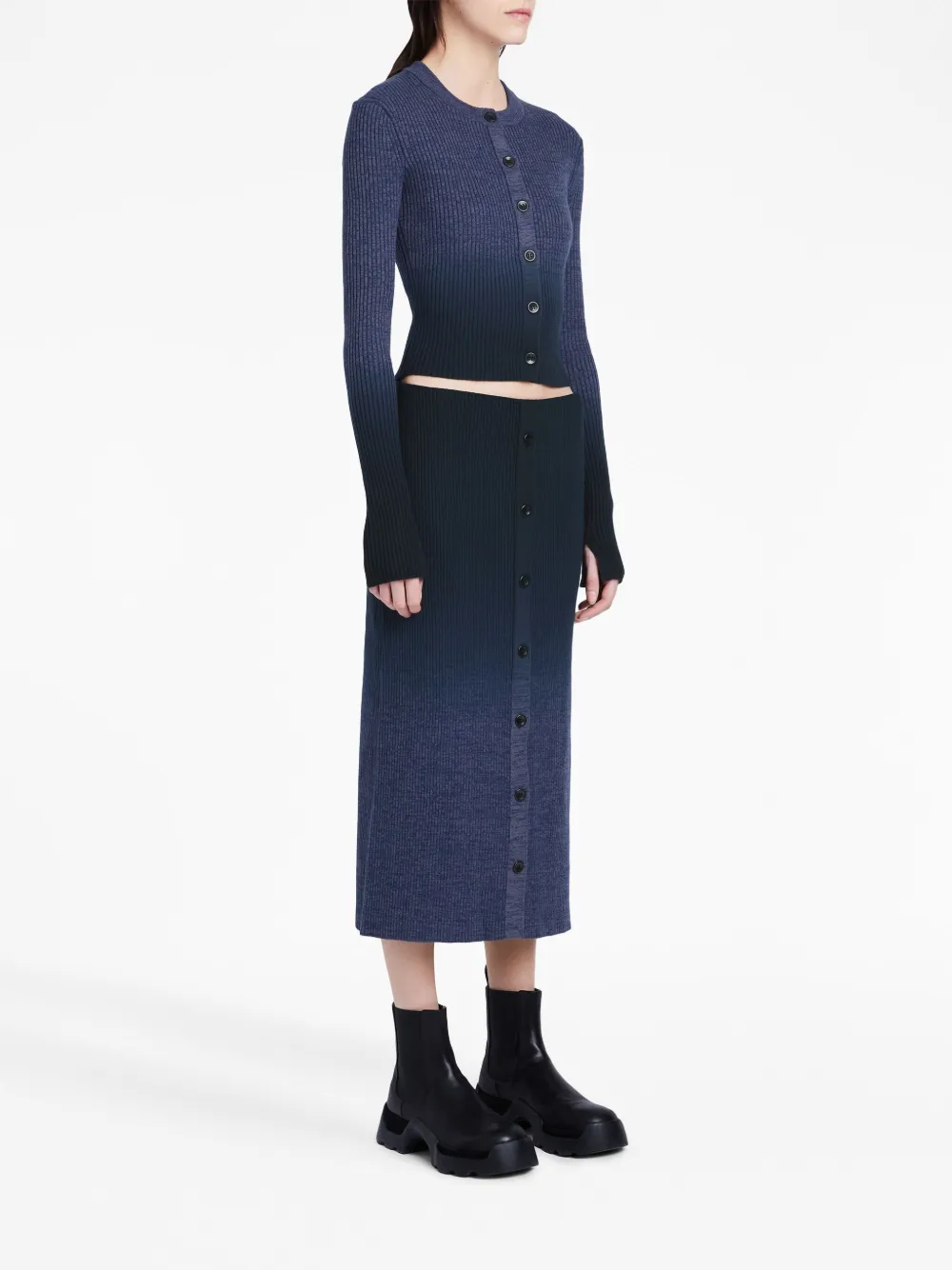 PROENZA SCHOULER WHITE LABEL GRADIENT-EFFECT RIBBED CARDIGAN
