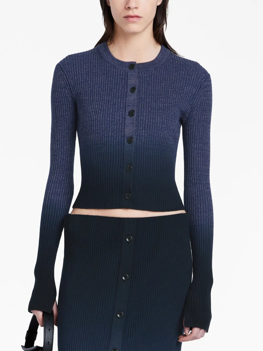 PROENZA SCHOULER WHITE LABEL GRADIENT-EFFECT RIBBED CARDIGAN