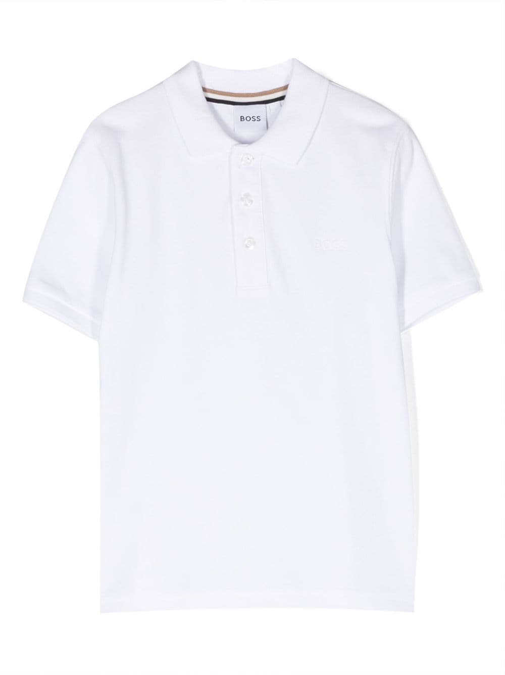 Bosswear Kids' Embroidered-logo Polo Shirt In White