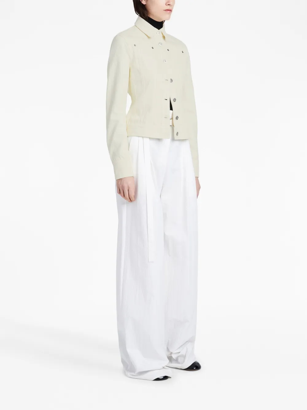 Shop Proenza Schouler White Label Buttoned Panelled Denim Jacket In Neutrals