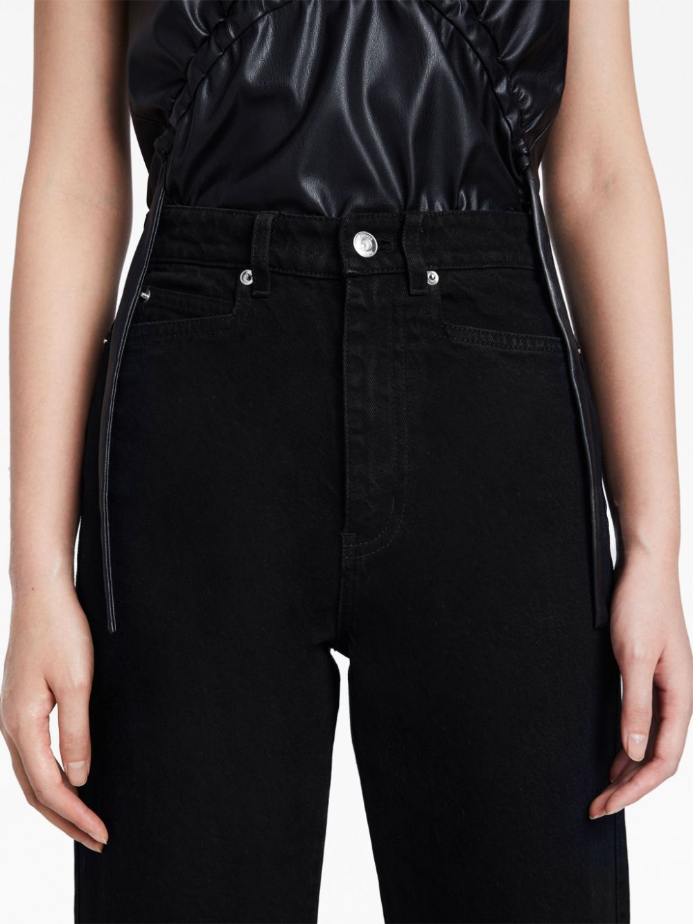 Shop Proenza Schouler White Label Logo-patch Cropped Jeans In Black