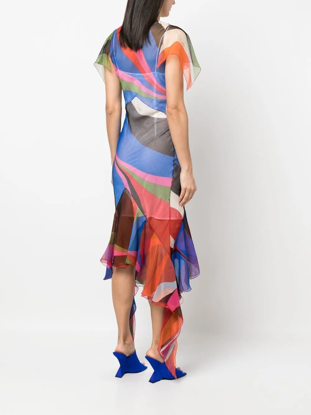 Pucci Goccia-print Silk Dress In 蓝色