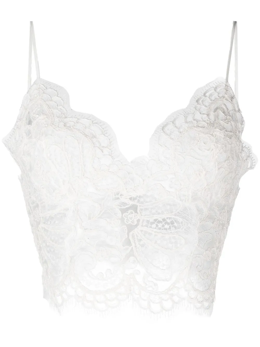 

Ermanno Scervino lace-detail cropped top - White