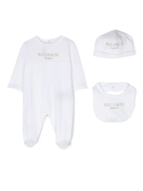 Balmain Kids logo-print baby grow set