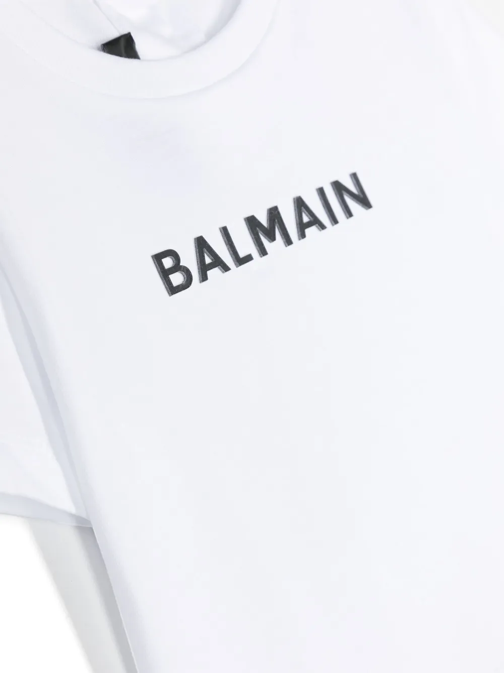 Balmain Logo-flocked Cotton T-shirt In White