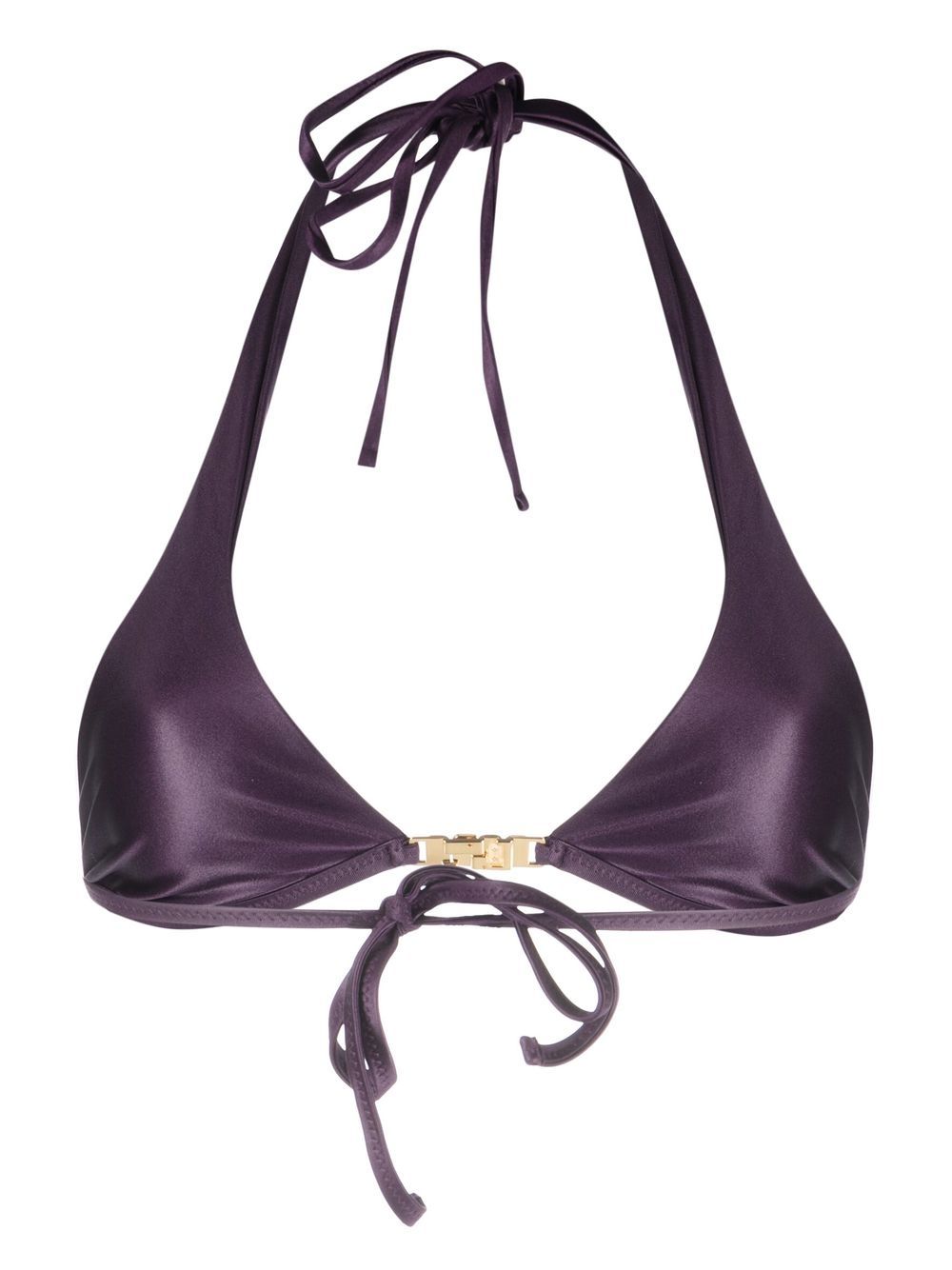 Shop Gcds Logo-plaque Halterneck Bikini Top In Purple