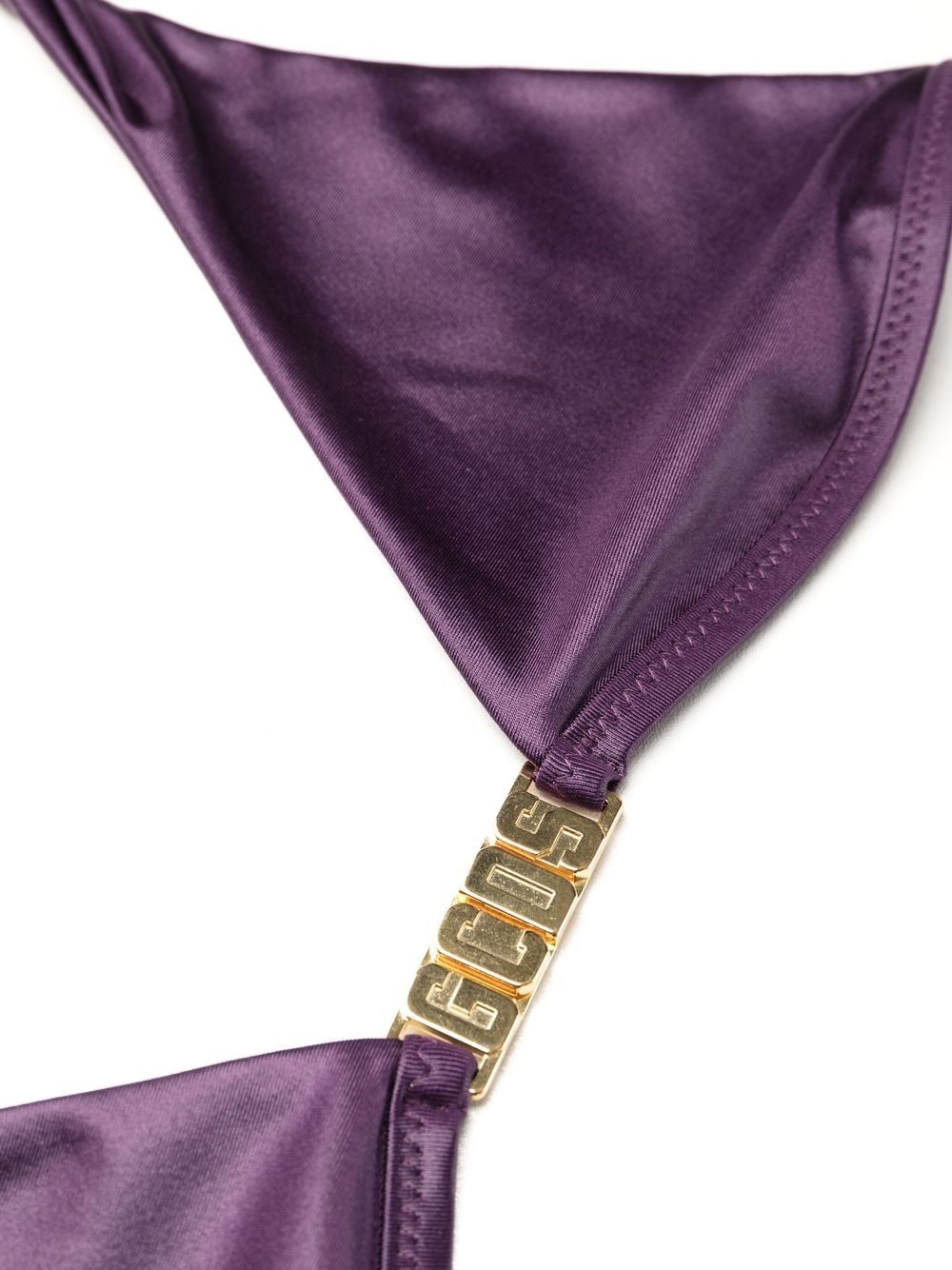Shop Gcds Logo-plaque Halterneck Bikini Top In Purple