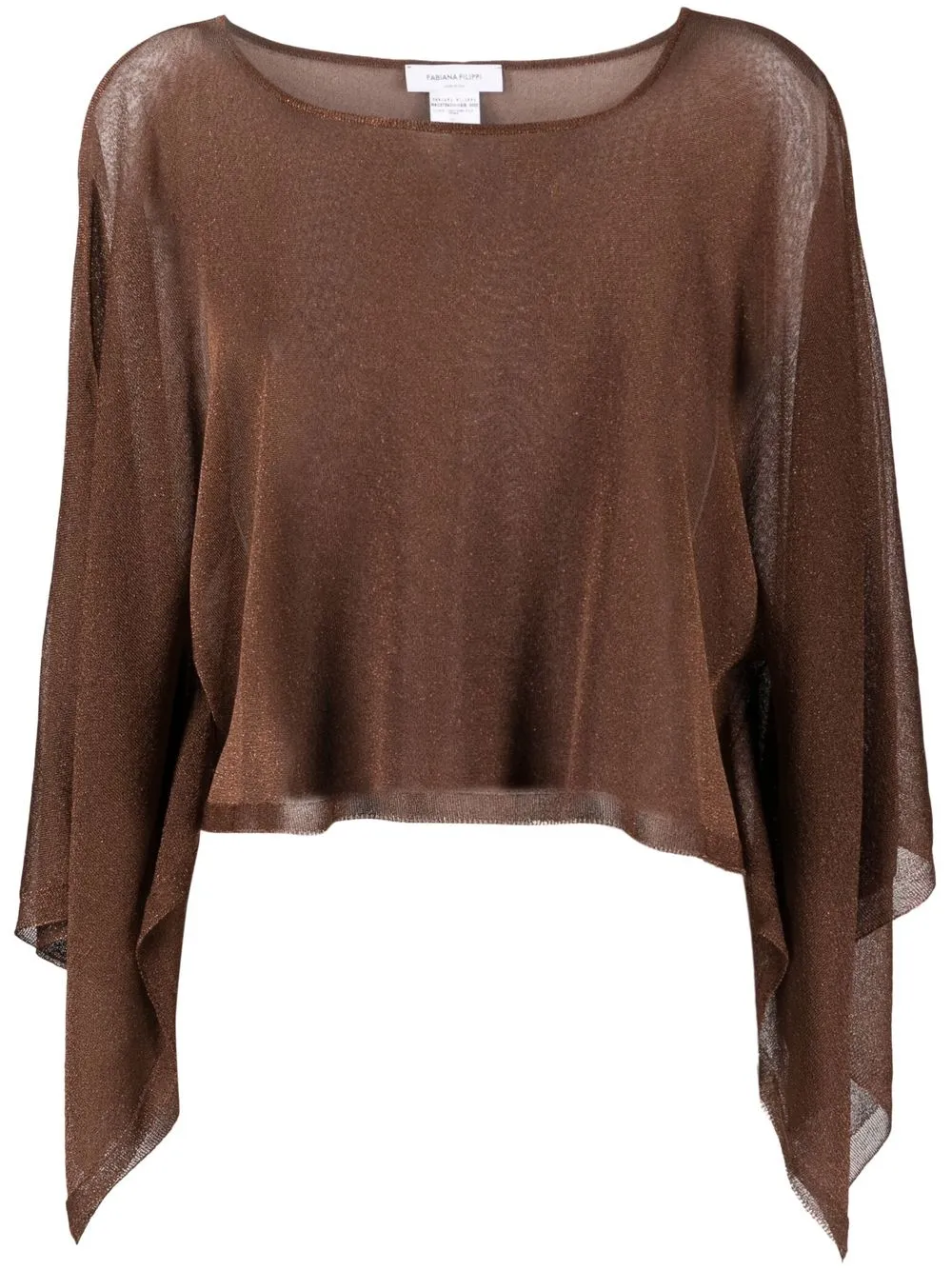 

Fabiana Filippi draped-sleeve transparent top - Brown