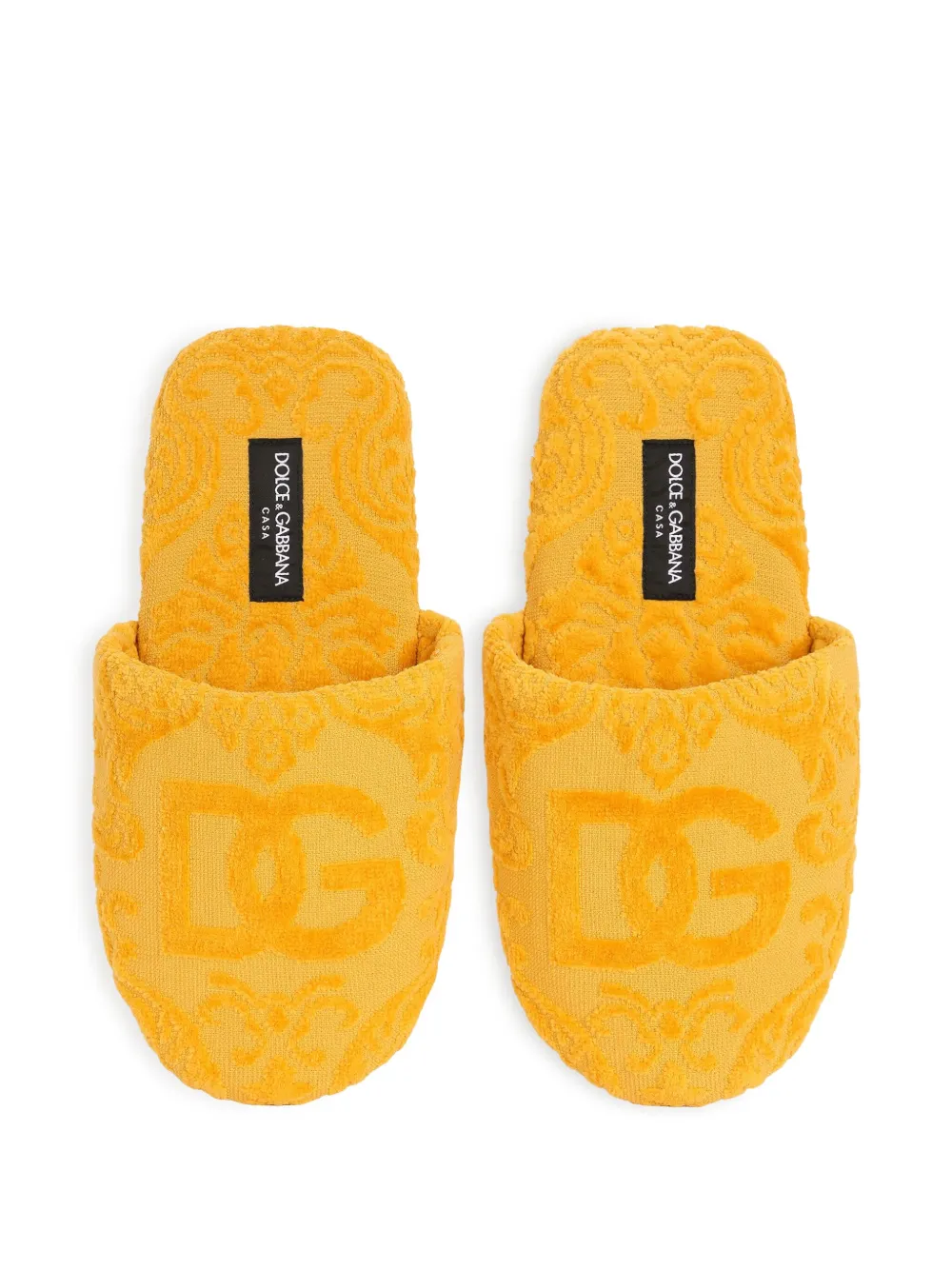 Dolce & Gabbana logo-embroidered slippers Yellow