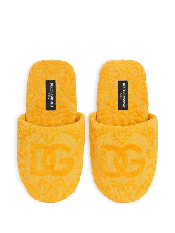 Dolce & Gabbana logo-embroidered Slippers | Yellow | FARFETCH