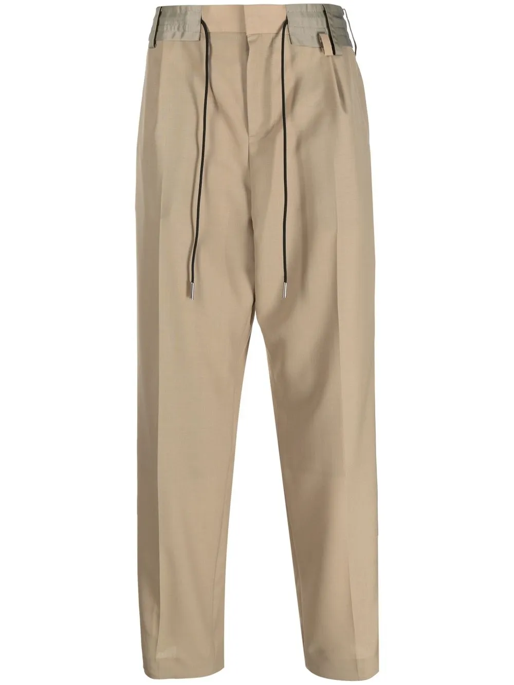 Sacai High Waist Straight-leg Trousers In Neutrals