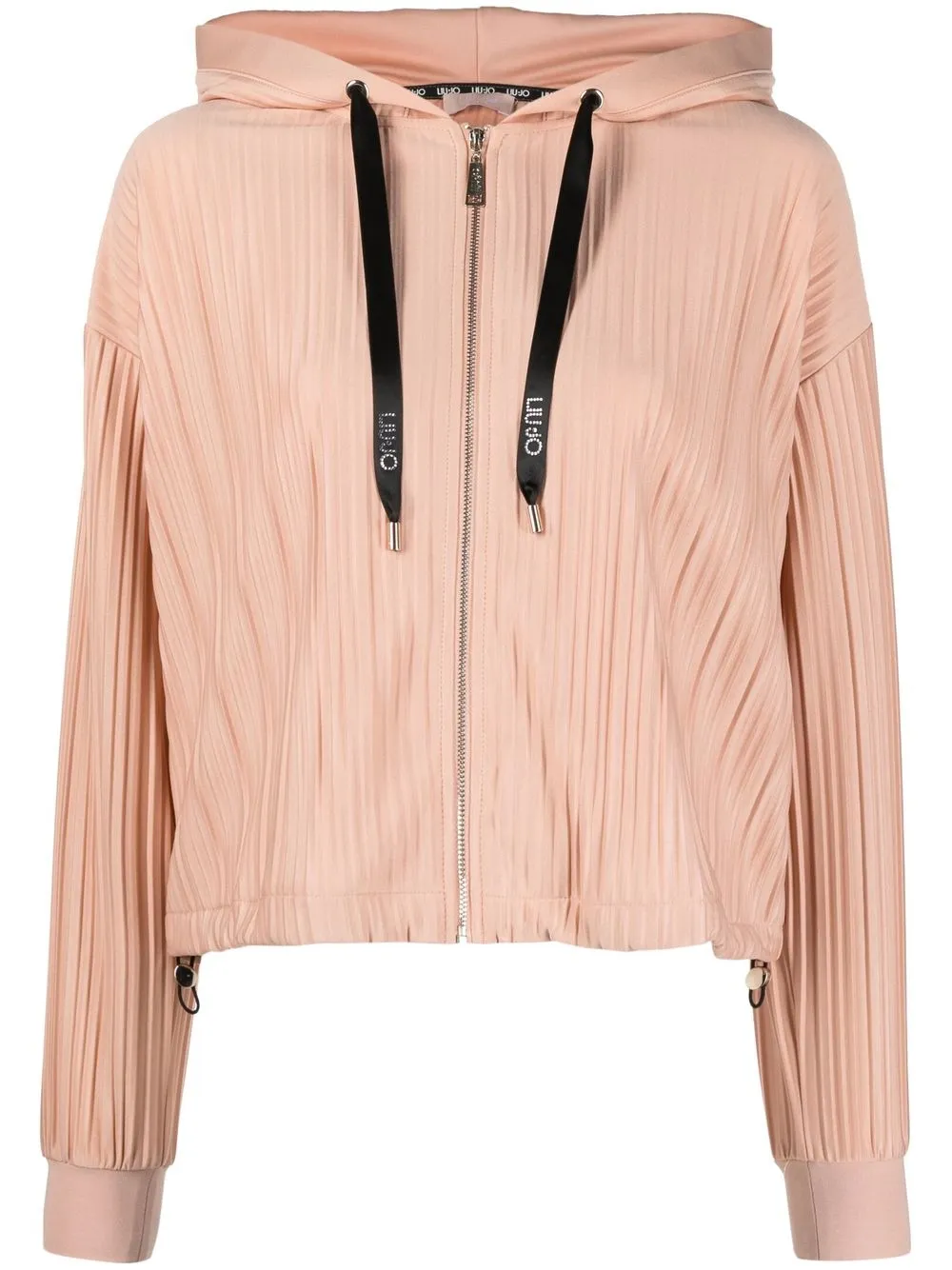 

LIU JO plissé drawstring zipped hoodie - Neutrals