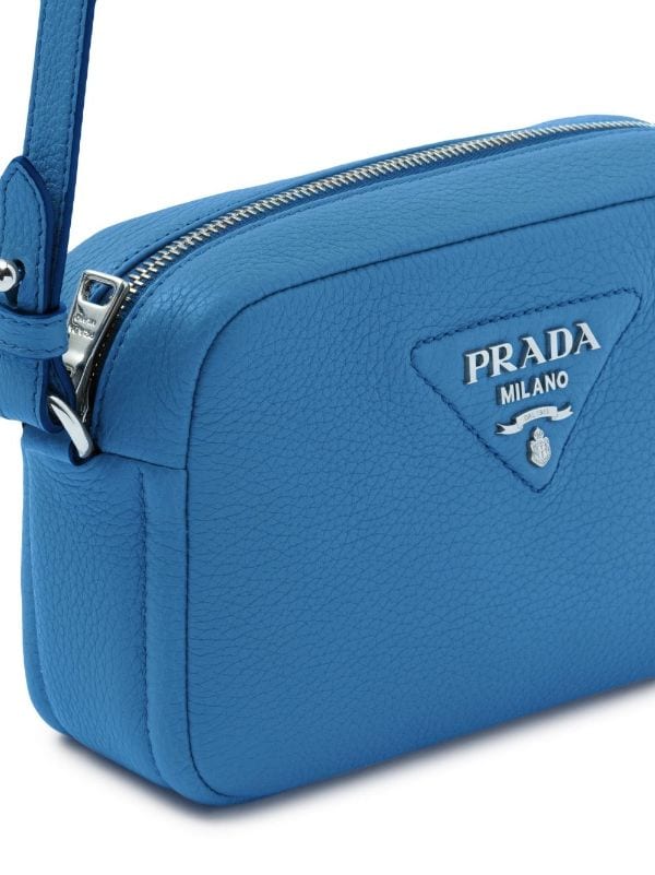 Mini Leather Crossbody Bag in Blue - Prada