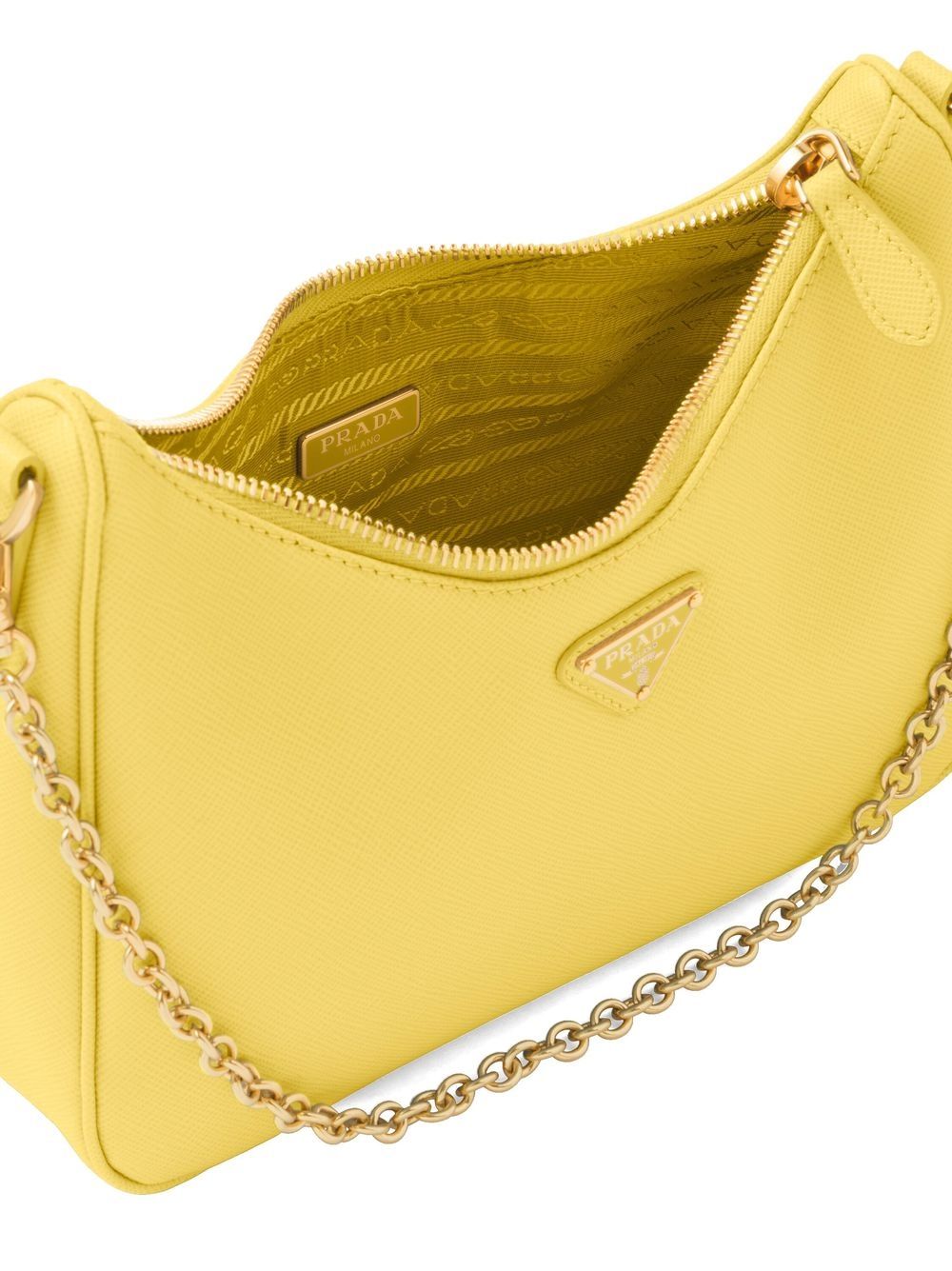 Shop Prada Re-edition 2005 Leather Shoulder Bag In Gelb