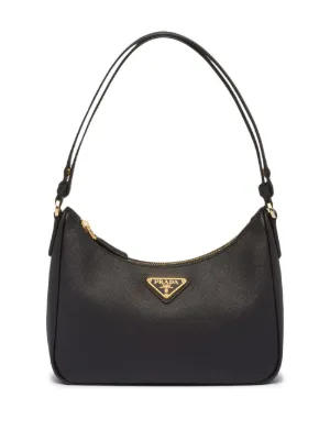 Shop Prada Re-Nylon and Saffiano Leather Shoulder Bag