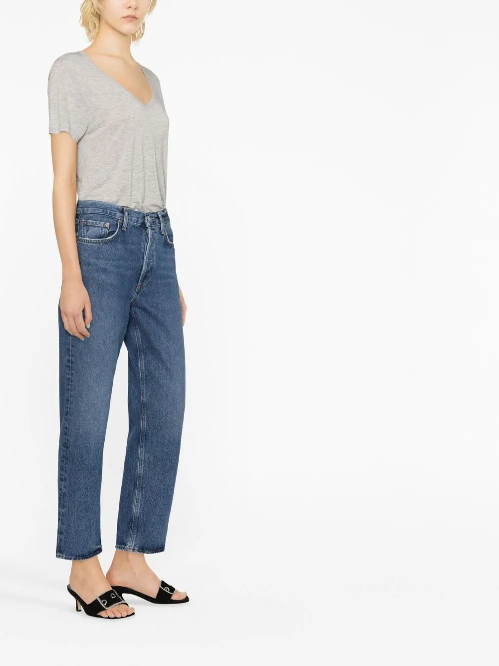 Agolde Valen Straight Leg Jeans With Faded Wash In Blue