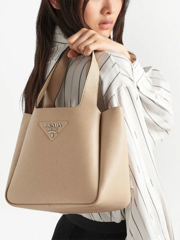 Prada logo hotsell plaque tote bag