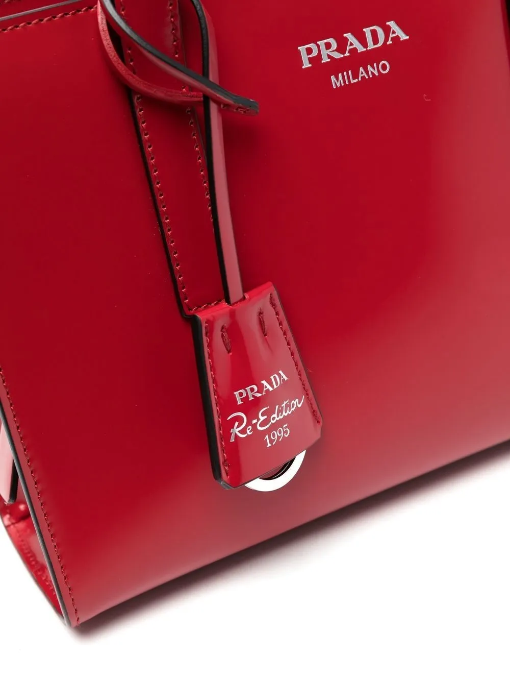 Prada Re-edition 1995 Brushed-leather Mini Handbag In Red