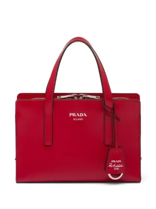 バッグ Archive PRADA caevas tote bag red Vintage Prada Red Leather Tote Bag - Loop Vault