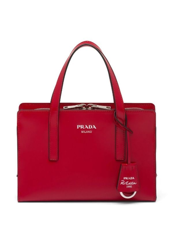 Prada Mini Shoulder Bag In Brushed Leather in Red