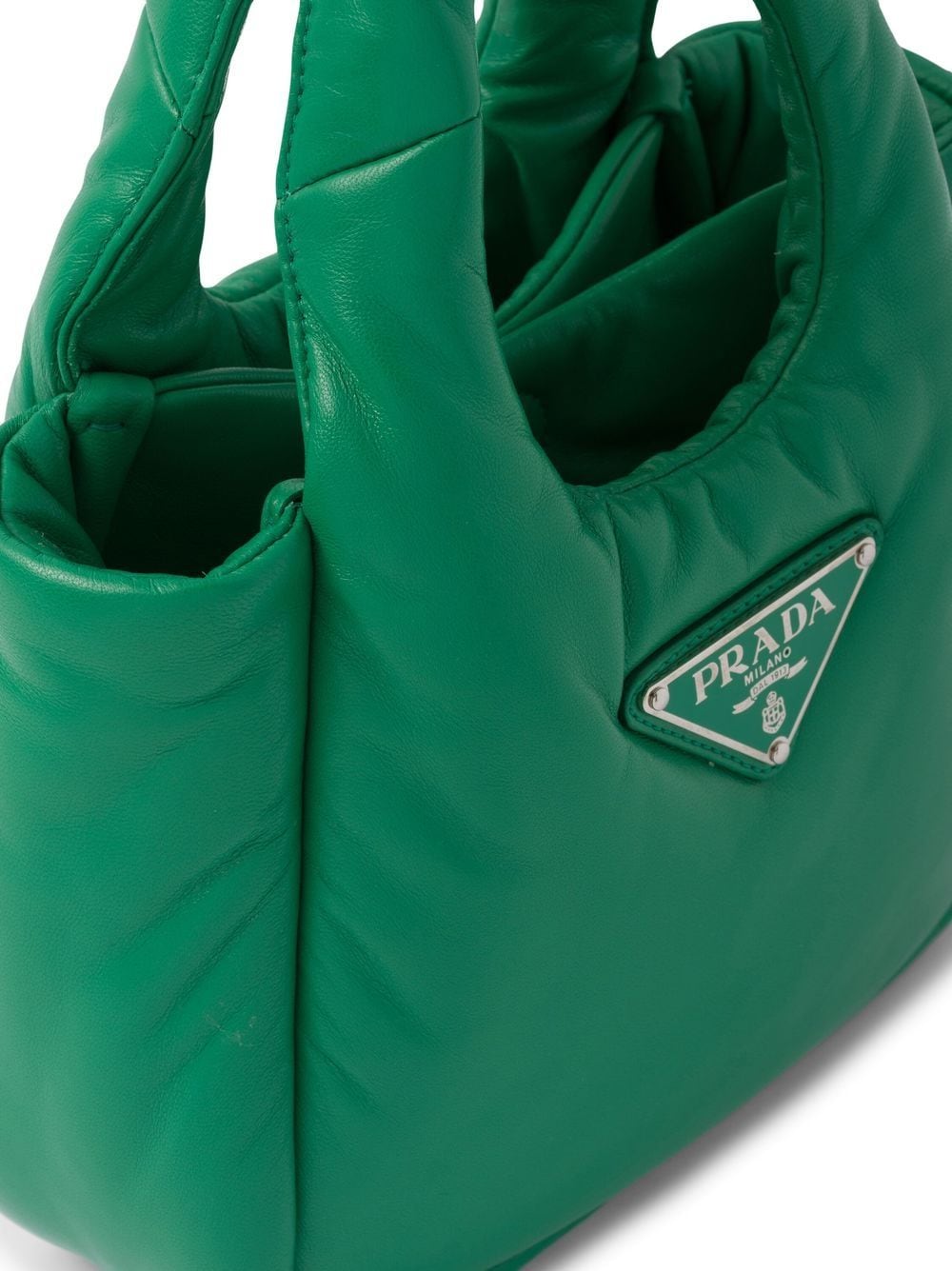 Shop Prada Small Soft Padded Bag In Green