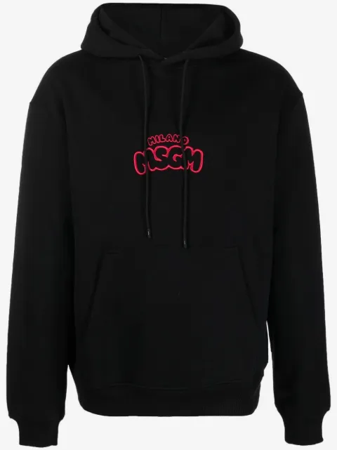 MSGM embroidered-logo cotton hoodie
