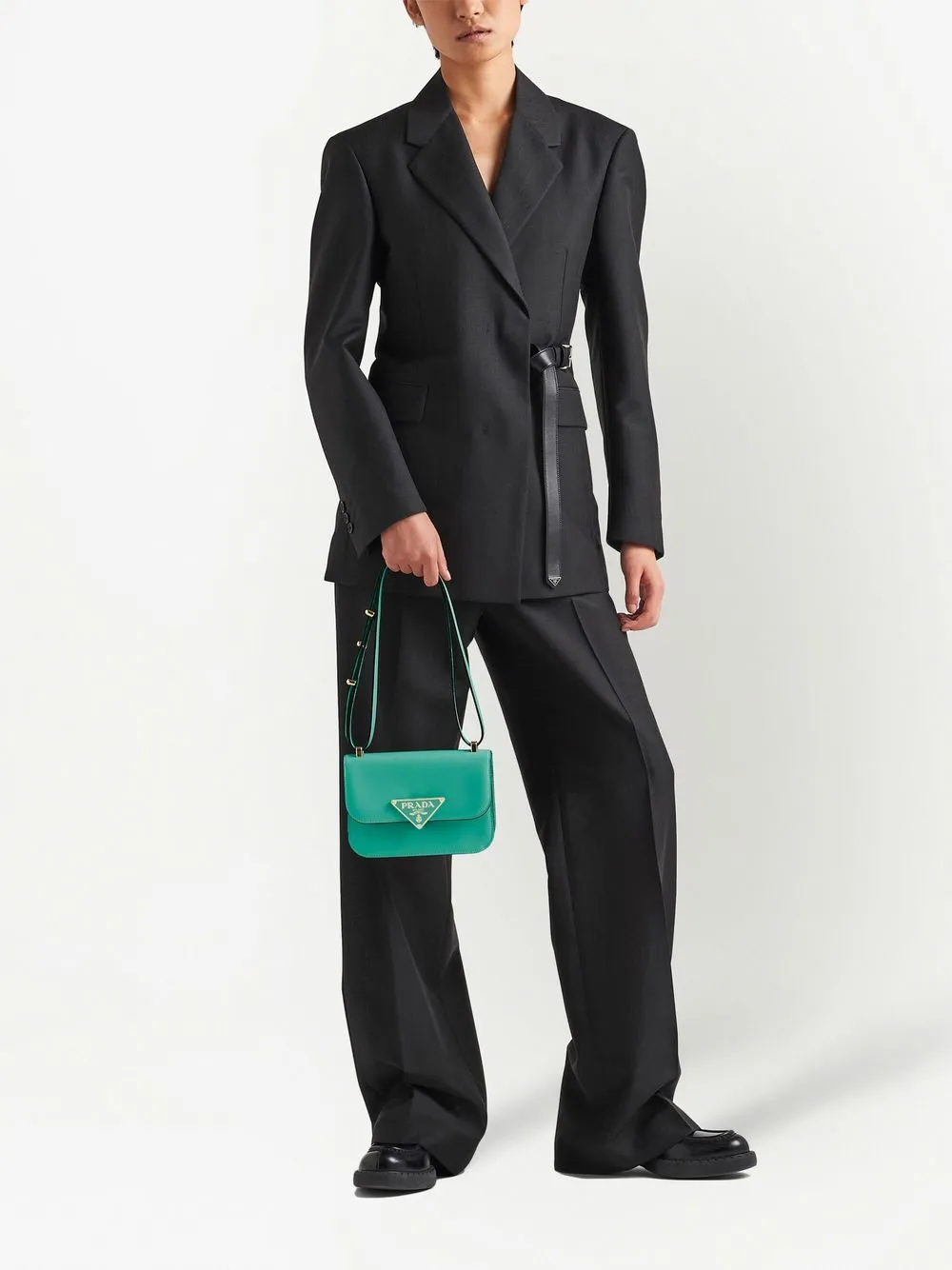 Prada Emblème schoudertas van Saffiano leer - Groen