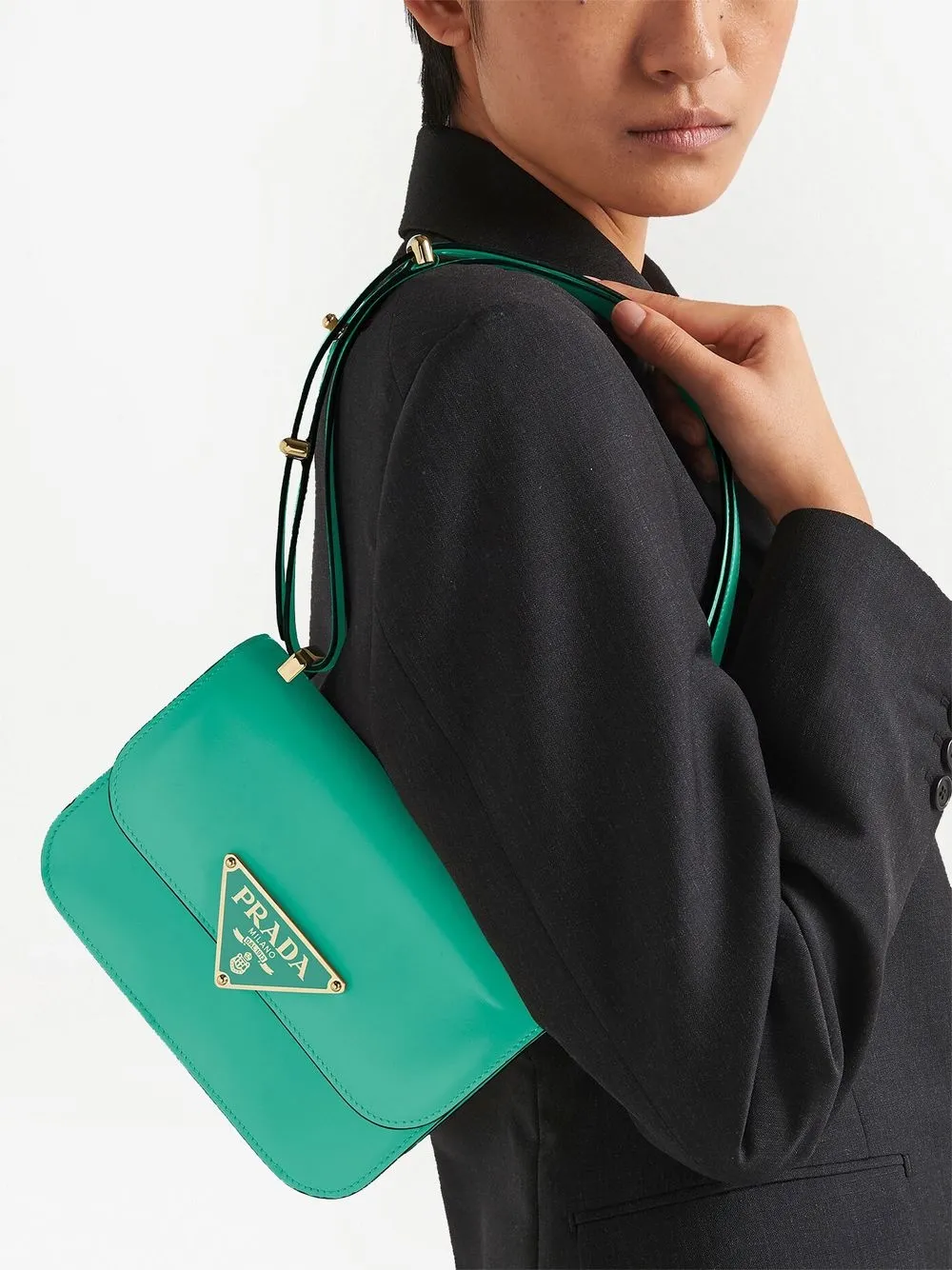 Prada Emblème Saffiano Leather Shoulder Bag Farfetch