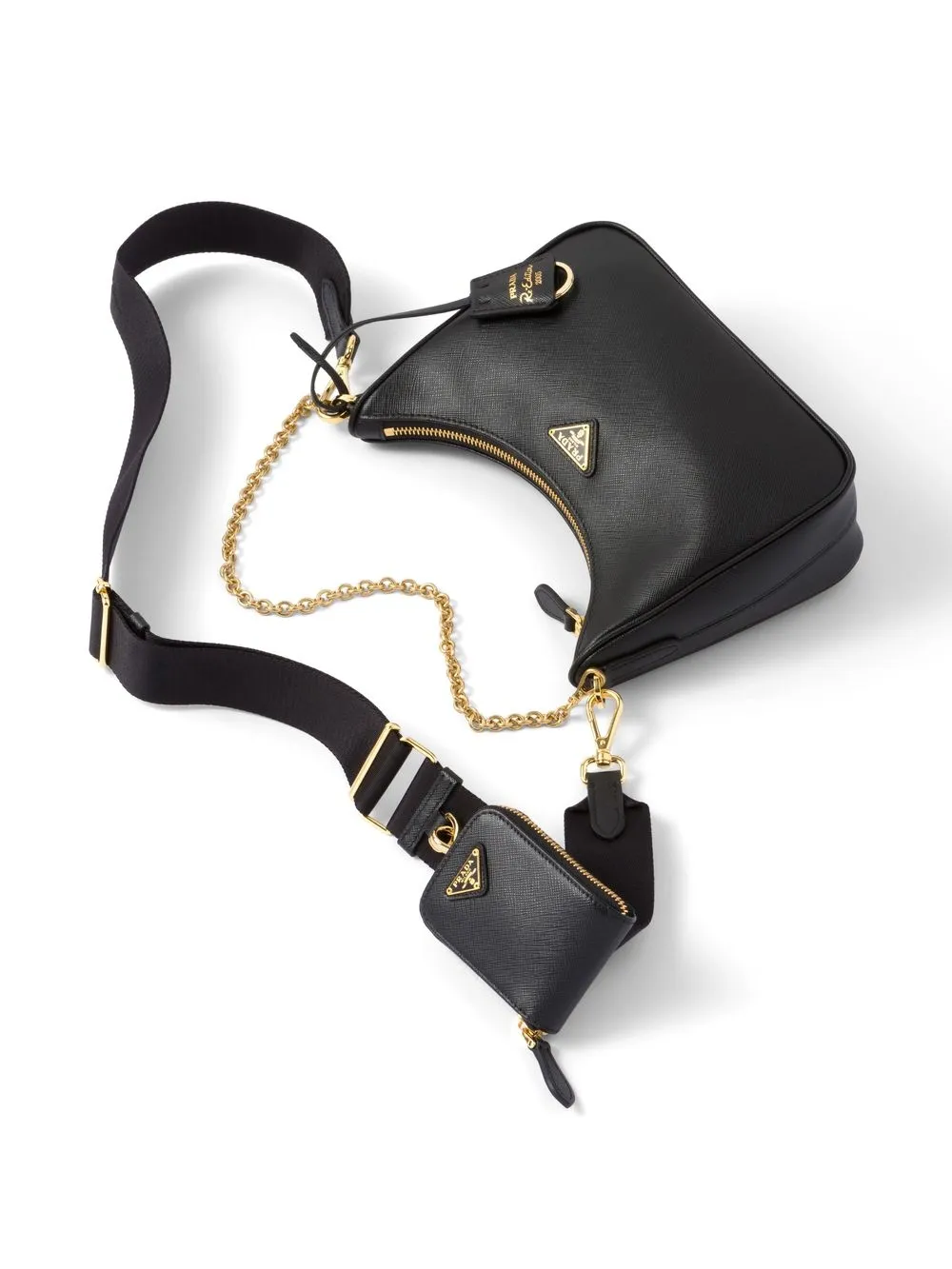 PRADA Nylon Re-Edition 2005 Shoulder Bag Black | FASHIONPHILE