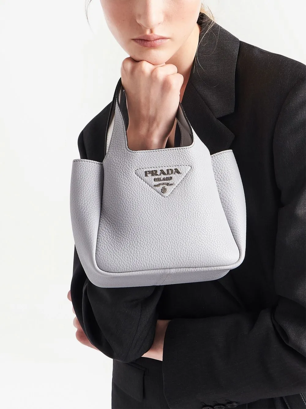 Prada Small Logo Plaque Tote Bag Farfetch