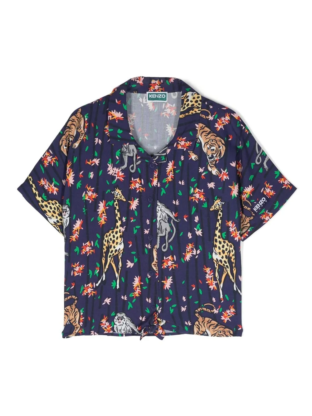 

Kenzo Kids camisa manga corta con estampado de bambú - Azul