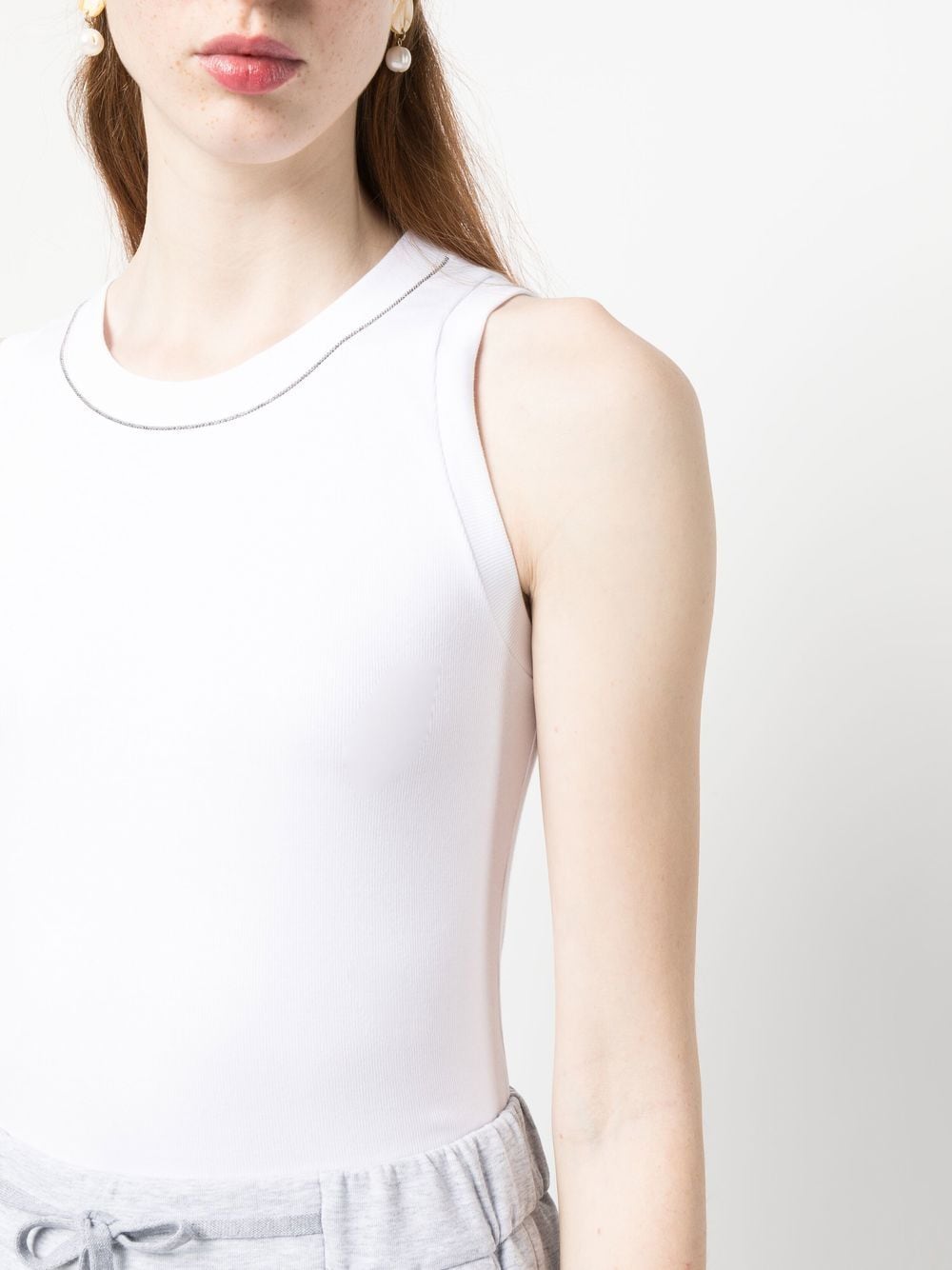 Shop Peserico Contrast-trim Tank Top In White