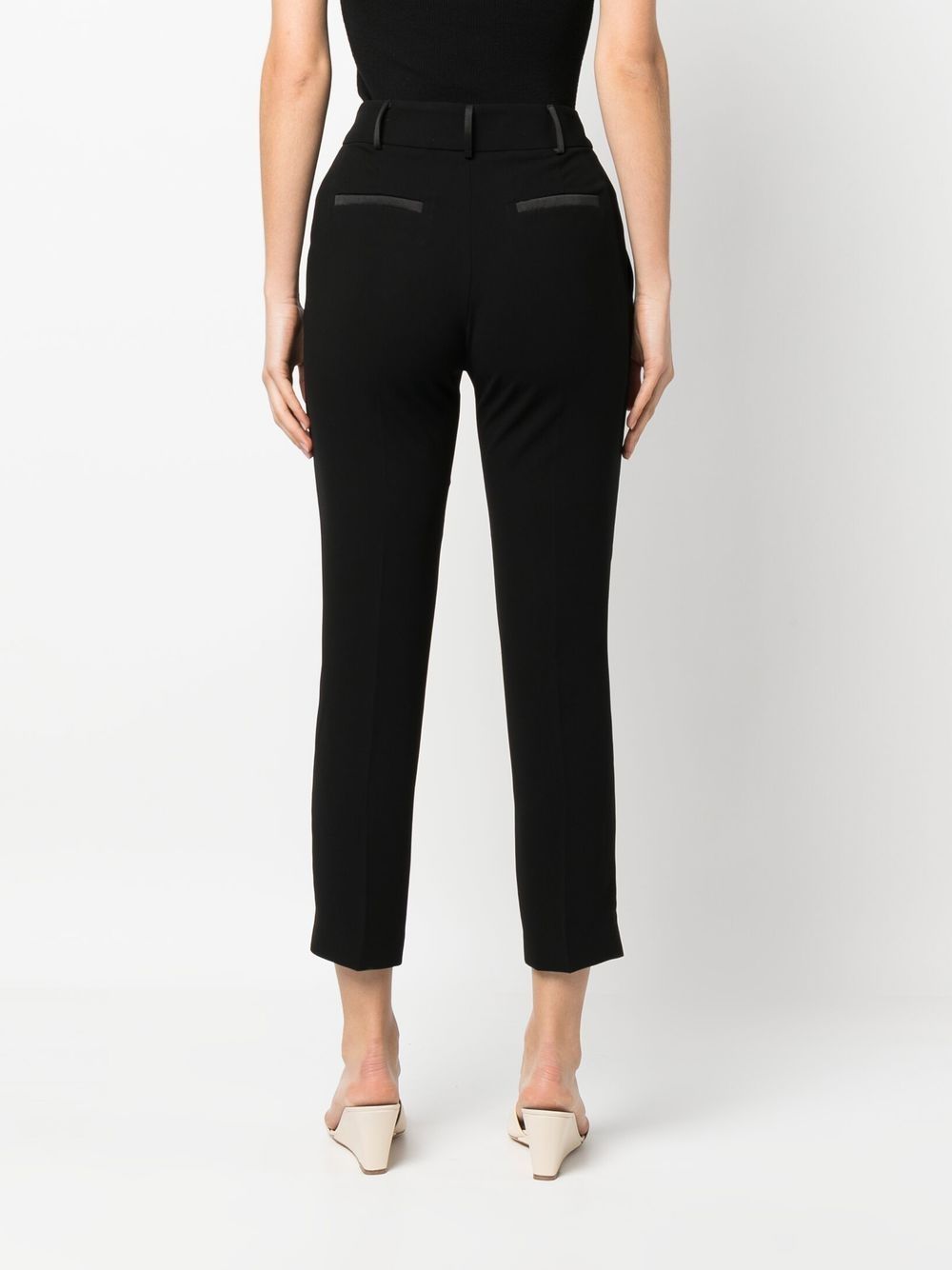 Shop Liu •jo Satin-detail Cropped Trousers In Black