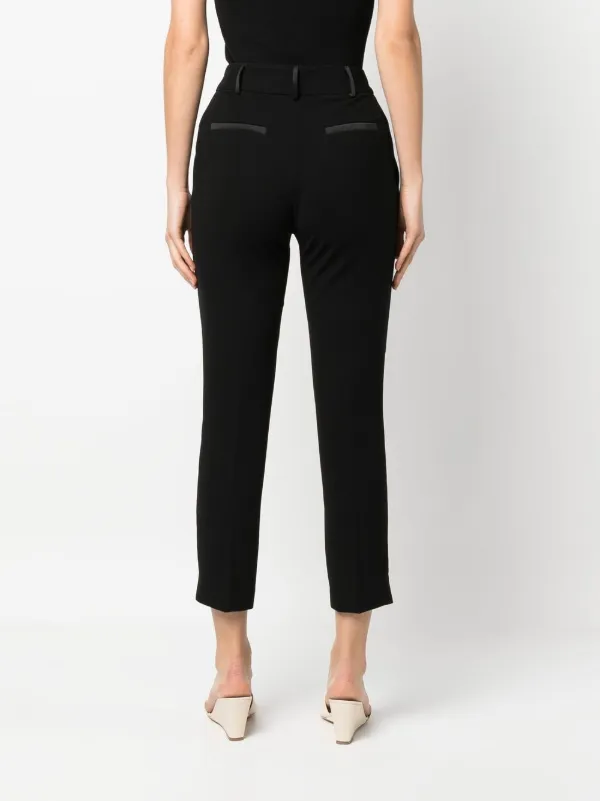 LIU JO satin-detail Cropped Trousers | Black | FARFETCH LB LIU JO satin-detail Cropped Trousers | Black | FARFETCH LB
