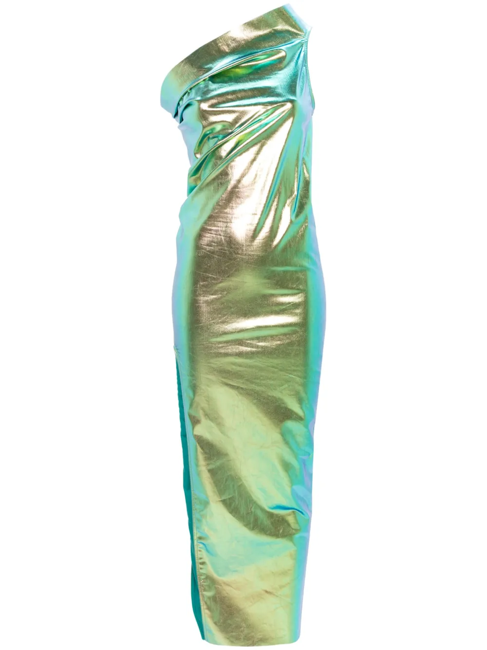 Rick Owens Athena iridescent-effect one-shoulder gown | Green | Image 1