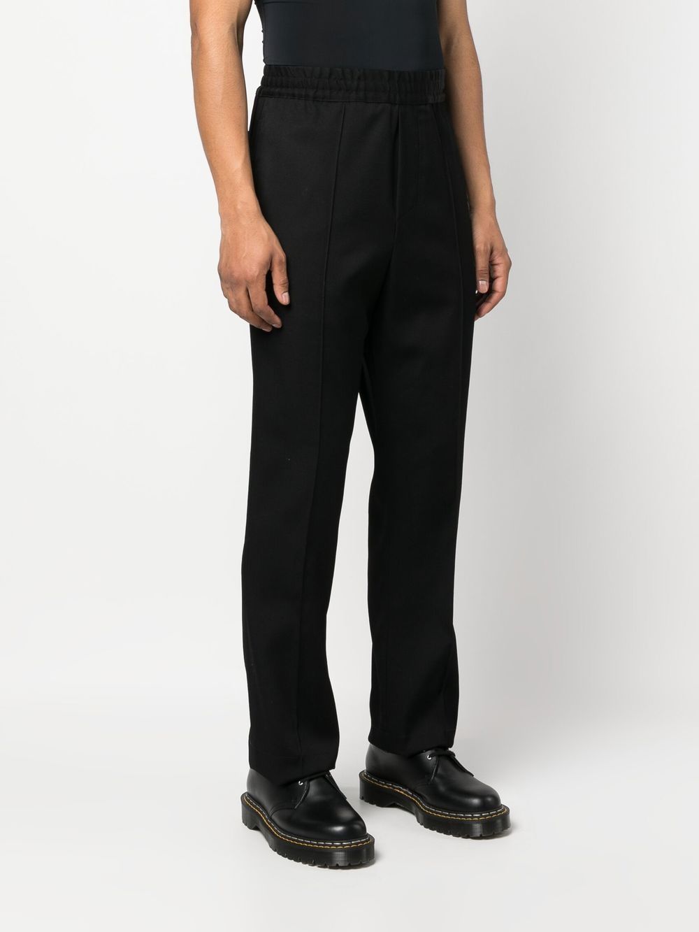 Shop Oamc Straight-leg Virgin-wool Trousers In 黑色