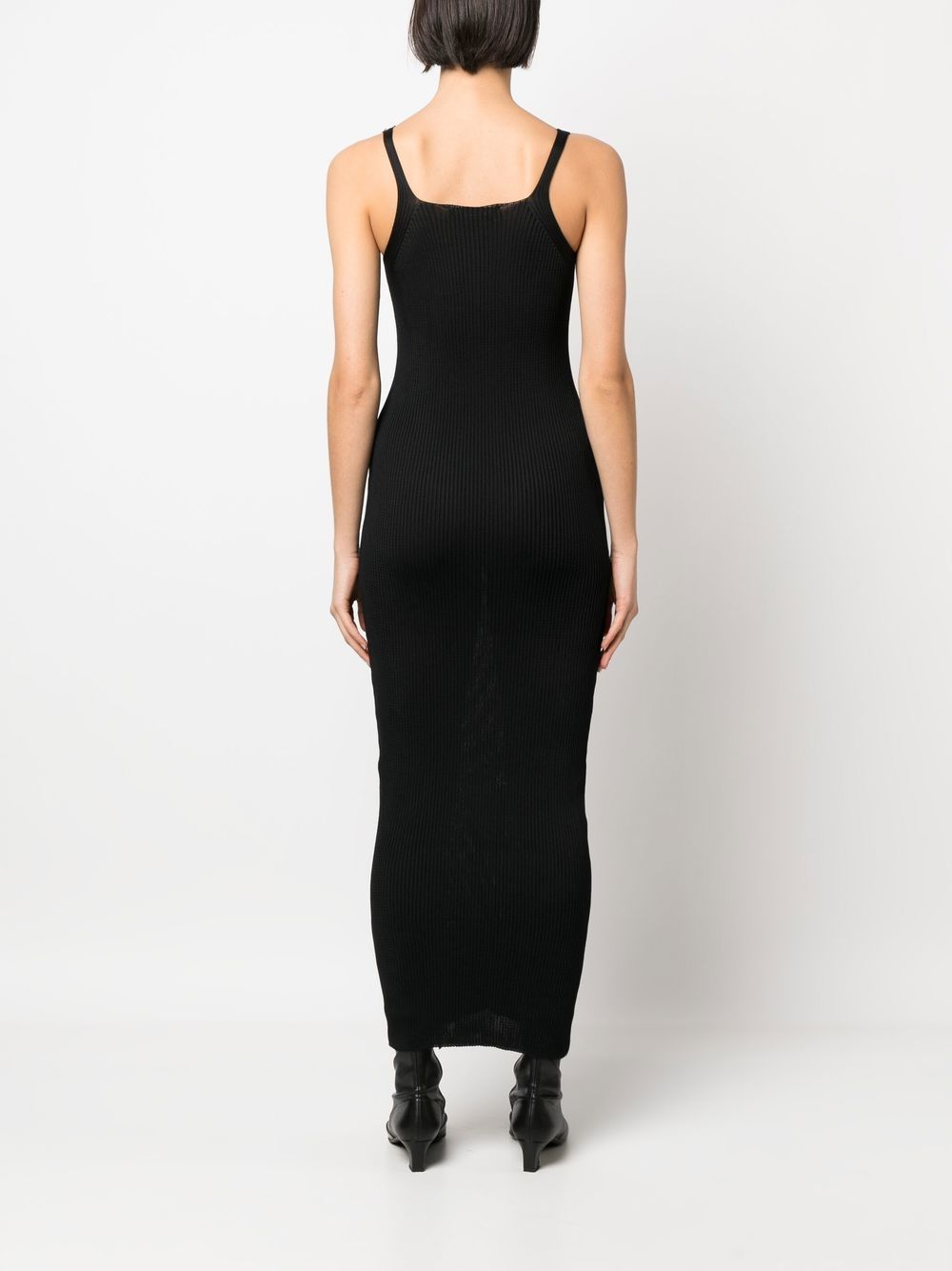 Shop Our Legacy V-neck Ribbed-knit Dress In Black