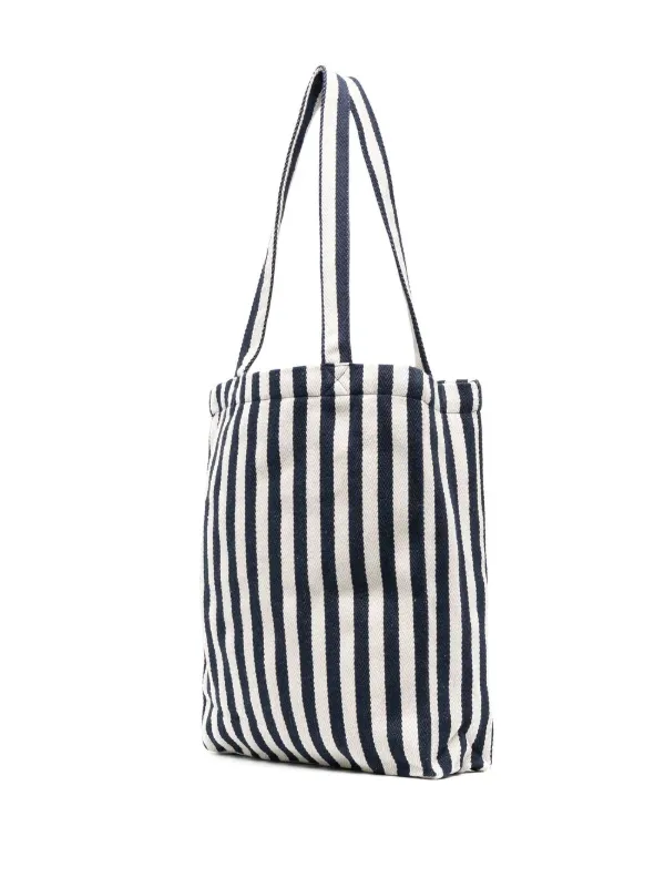 Black and white outlet striped canvas tote