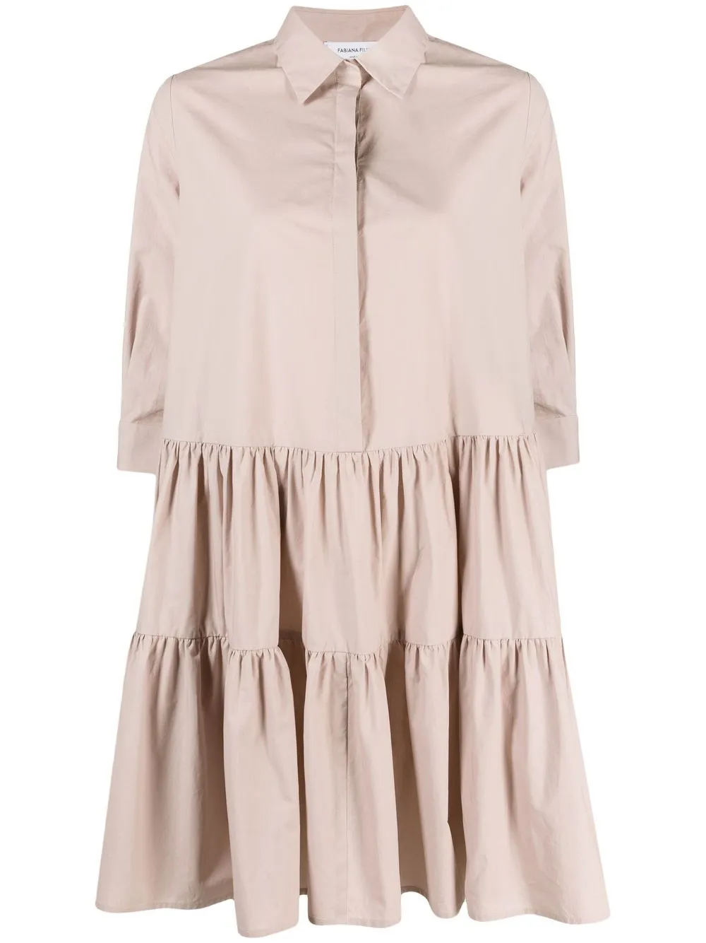 

Fabiana Filippi tiered cotton mini shirtdress - Pink