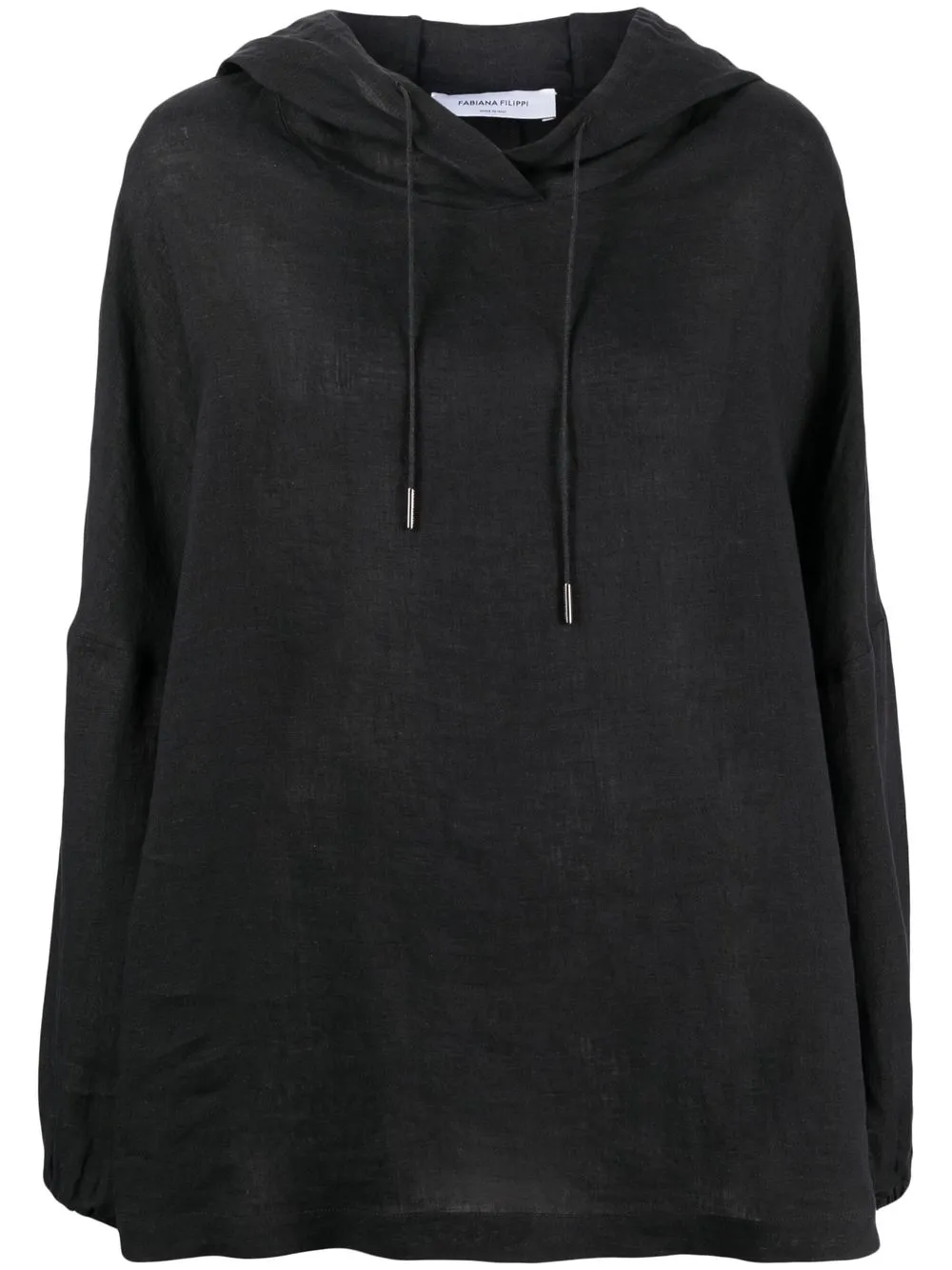 

Fabiana Filippi drawstring linen hoodie - Negro