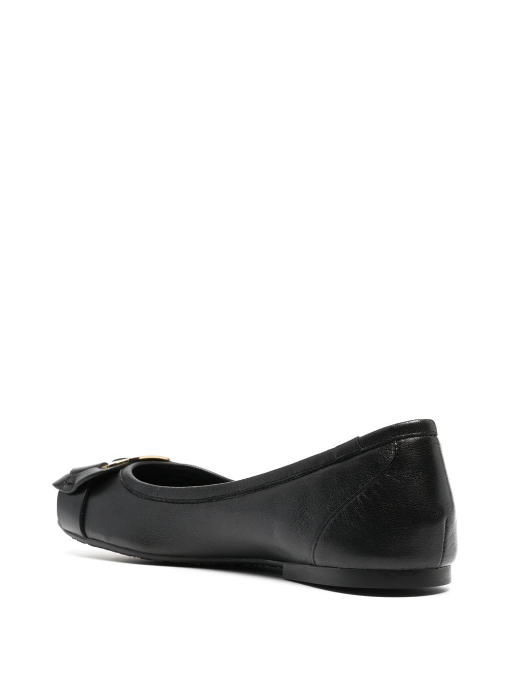 Shop See By Chloé Round-shape Plaque Ballerinas In Black