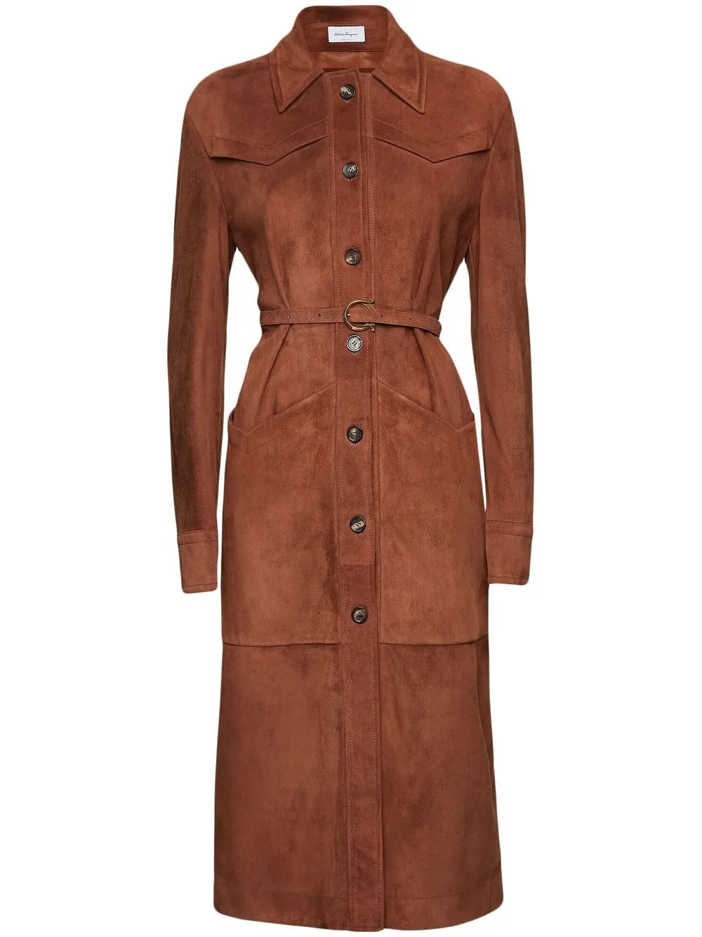 Ferragamo Suede Dress In Brown