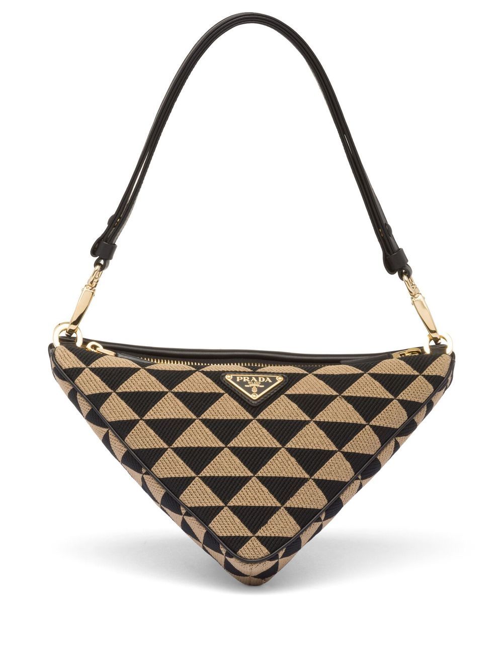 Prada Symbole-all-over-triangle-mini Bag In Neutrals