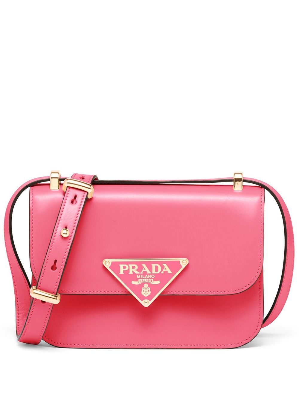 Shop Prada Emblème Saffiano Leather Shoulder Bag In 粉色