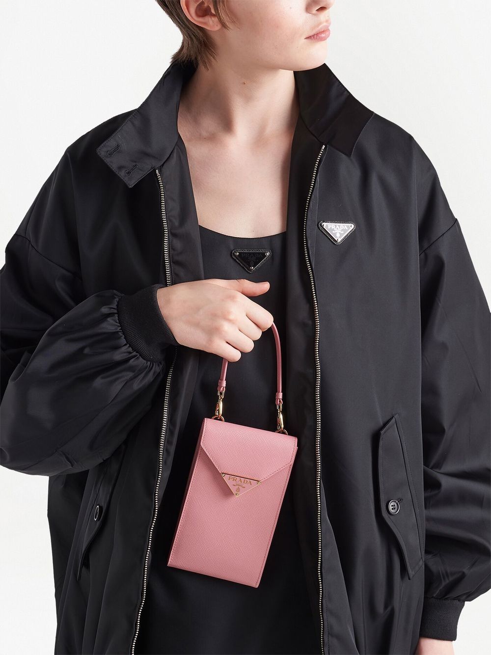 Prada Pink Petal Matinée Saffiano Leather Crossbody Top Handle Bag, 2020.