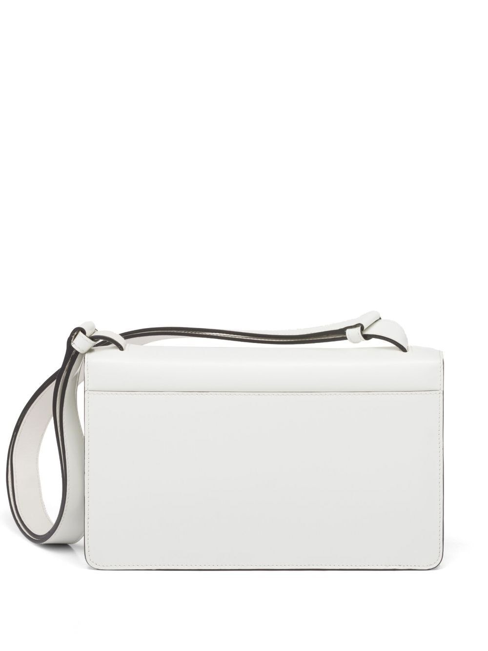 Shop Prada Emblème Brushed-leather Bag In White