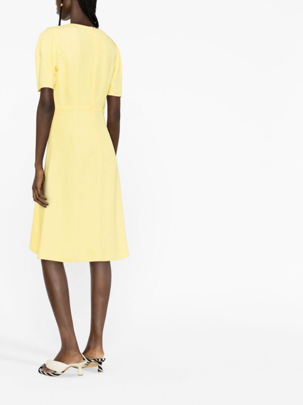 Shop Marni V-neck Flared Dress In Gelb